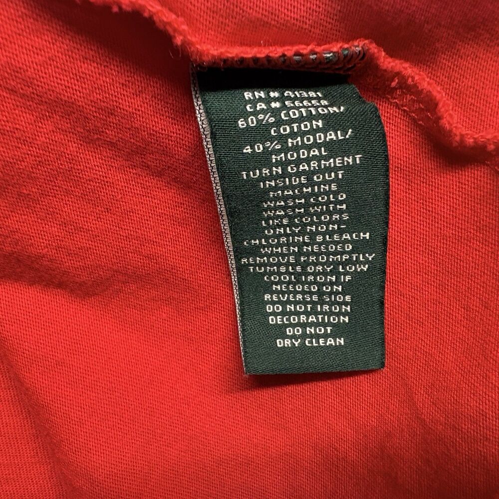 Lauren Ralph Lauren Red Logo T-Shirt Size 2X Short Sleeve Cotton Modal Tee - Picture 6 of 8